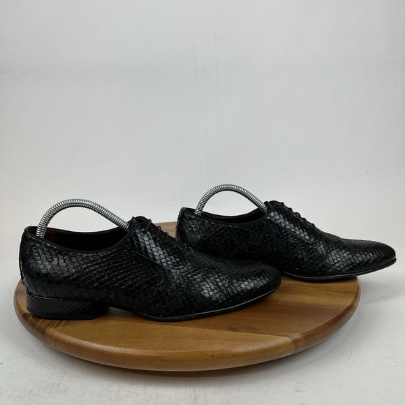 Mens Louis Vuitton Compass Noir Black Python Dress Shoes Oxfords Size 6.5 N  GUC